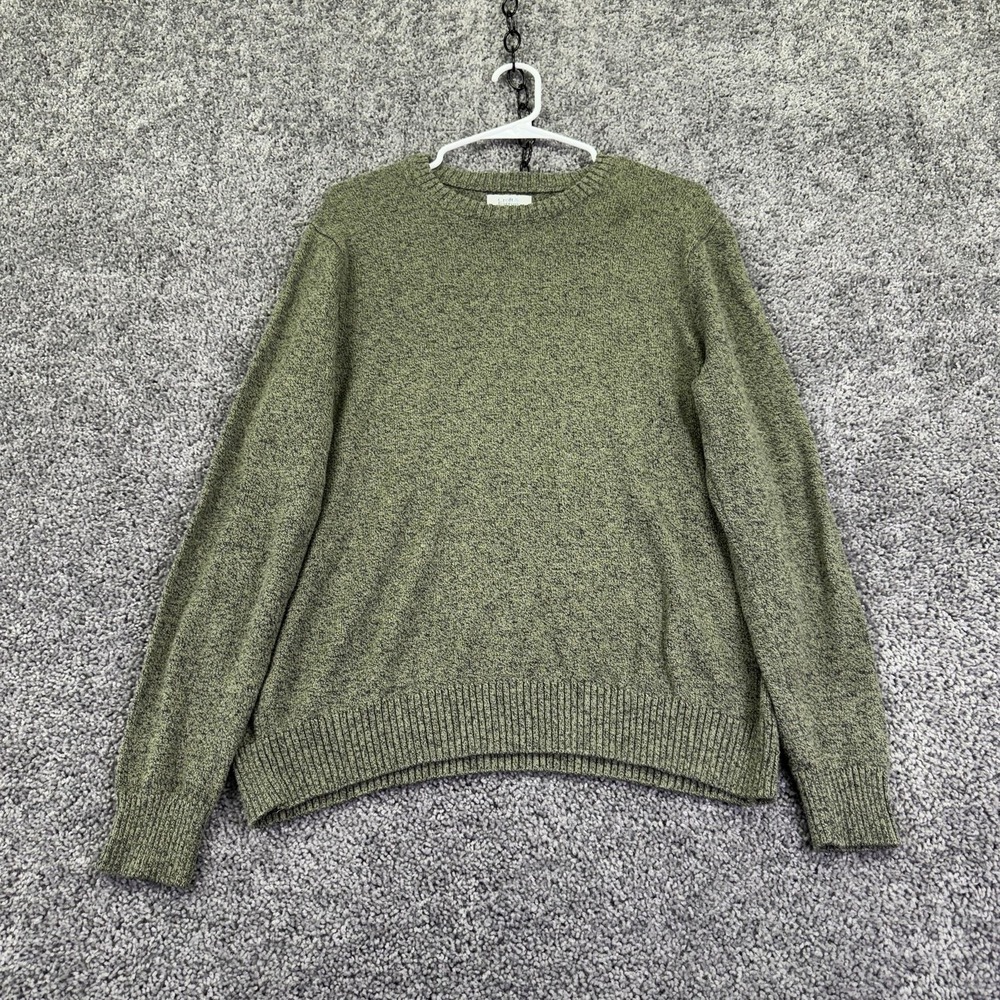 Croft & Barrow Sweater Mens Large Green Cotton Blend Crew Neck Knit Pullover